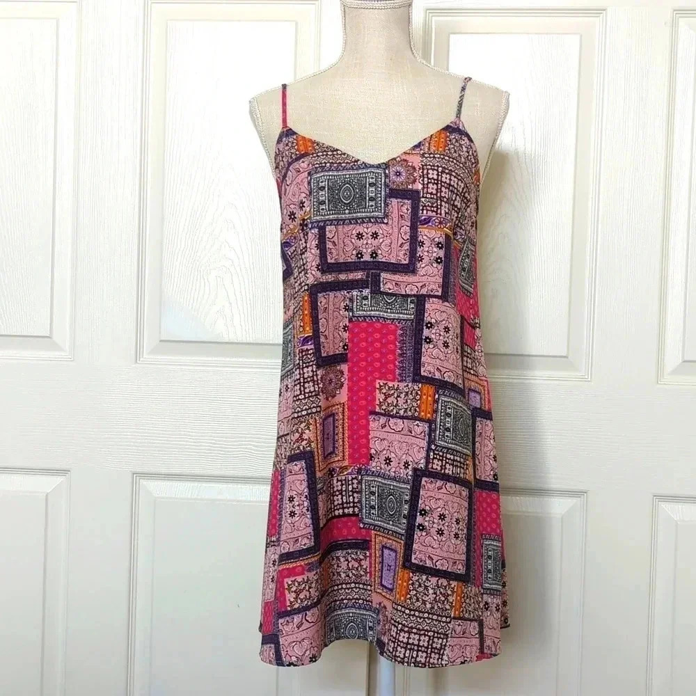 Everly Patch work Slip Dress